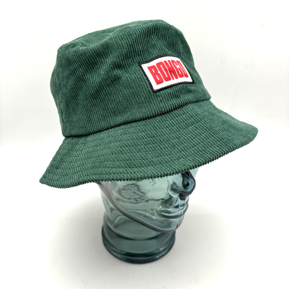 Vintage 90s Y2K BONGO Emerald Green Corduroy Logo Bucket Hat S/M 22" - Picture 2 of 8